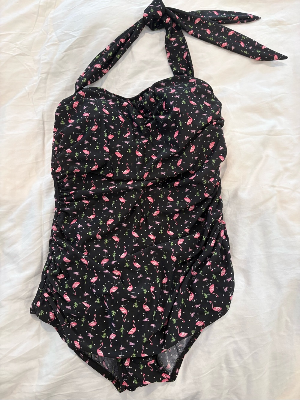Women’s Black Flamingo Print One-Piece Swimsuit